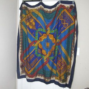 Hermes BRINS D'OR Shawl Cashmere Silk Blend Vibrant Colors Approx. 140 cm Square